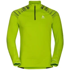 Longsleeve Odlo Men Mid Layer 1/2 Zip Axalp Ceramiwarm Lime Green Black