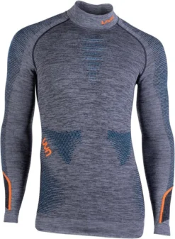 Ondershirt Uyn Men Ambityon L/S Melange Turtleneck Black Melange Atlantic Orange Shiny
