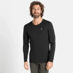 Ondershirt Odlo Men BL Top Crew Neck LS Merino 200 Black Black -The North Kleding Winkel 110812 15001 3
