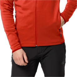 Trui Jack Wolfskin Men Baiselberg Hooded Full Zip Strong Red -The North Kleding Winkel 1710541 2193 m005