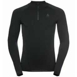 Ondershirt Odlo Men BL Top Turtle Neck LS Half Zip Performance Black New Odlo Graphite Grey