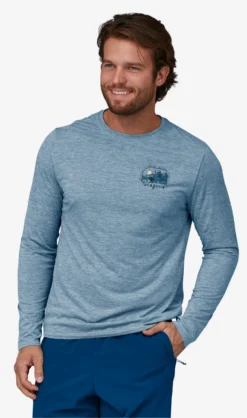 Longsleeve Patagonia Men Cap Cool Daily Graphic Shirt Lands Protect Pedal Evening Mauve X Dye -The North Kleding Winkel 2 4516020pemx203