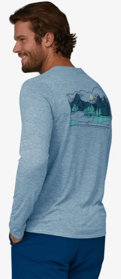 Longsleeve Patagonia Men Cap Cool Daily Graphic Shirt Lands Protect Pedal Evening Mauve X Dye -The North Kleding Winkel 3 4516020pemx202