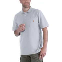 Polo Carhartt Men Work Pocket S/S Heather Grey -The North Kleding Winkel 3 EU K570 HGY M