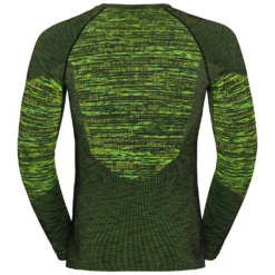 Ondershirt Odlo Men BL Top Crew Neck LS Blackcomb Eco Lime Green Space Dye -The North Kleding Winkel 430402