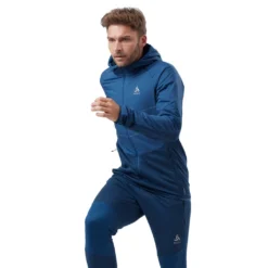 Hardloopjack Odlo Men Jacket Run Easy S-Thermic Blue Wing Teal -The North Kleding Winkel 456114