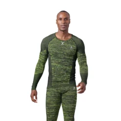 Ondershirt Odlo Men BL Top Crew Neck LS Blackcomb Eco Lime Green Space Dye -The North Kleding Winkel 467564