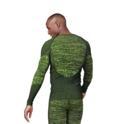 Ondershirt Odlo Men BL Top Crew Neck LS Blackcomb Eco Lime Green Space Dye -The North Kleding Winkel 467664