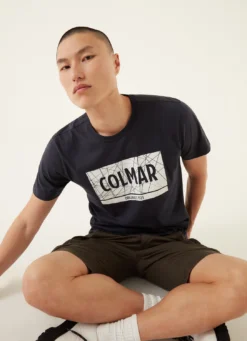 T-Shirt Colmar Men 7584 Navy Blue White -The North Kleding Winkel 5 7584 6SH blauw 2