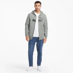 Vest Puma Men Essentials Big Logo Full Zip Hoodie Grey -The North Kleding Winkel 5 pumapum 586698 03modelshot03