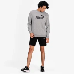 Trui Puma Men Essentials Big Logo Crew Gray -The North Kleding Winkel 7 pumapum 586680 03modelshot03