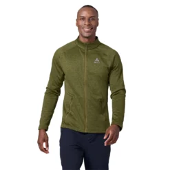 Longsleeve Odlo Men Mid Layer Full Zip Tencia Avocado Melange -The North Kleding Winkel bm467098